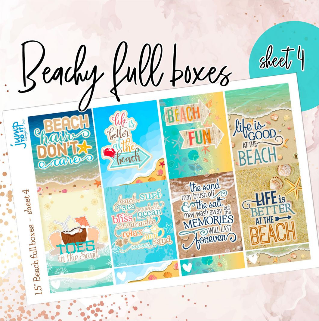 Beachy full boxes- sheet 4 - planner stickers Erin Condren Happy Planner