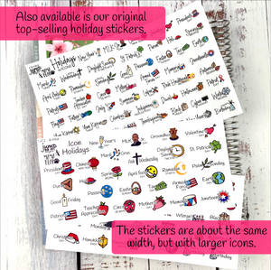 Large Icon Holiday stickers planner calendar                (S-115-4)