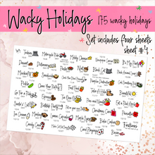 Load image into Gallery viewer, Wacky Holiday stickers w/ Icons - 4 sheets        (S-115-3)