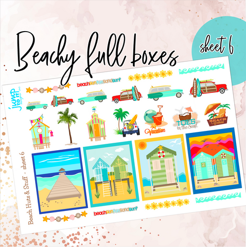 Beachy full boxes- sheet 6 - planner stickers Erin Condren Happy Planner