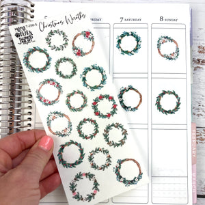 Holiday Christmas Wreath sheet - planner stickers          (T-250-5)