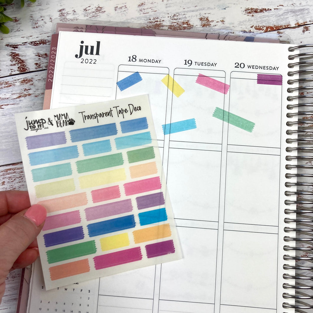 Transparent 'Tape' Rainbow sheet - planner stickers          (T-251-1)