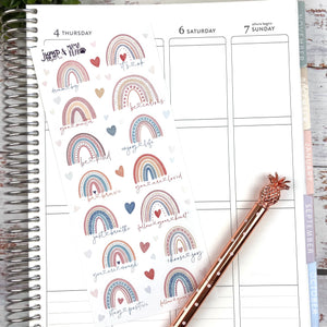 Boho Rainbows & Quotes Deco sheet - planner stickers          (S-109-22)(S-109-23)