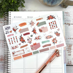 Winter Boho Bouquets Deco Journaling sheet - planner stickers          (S-132-1)