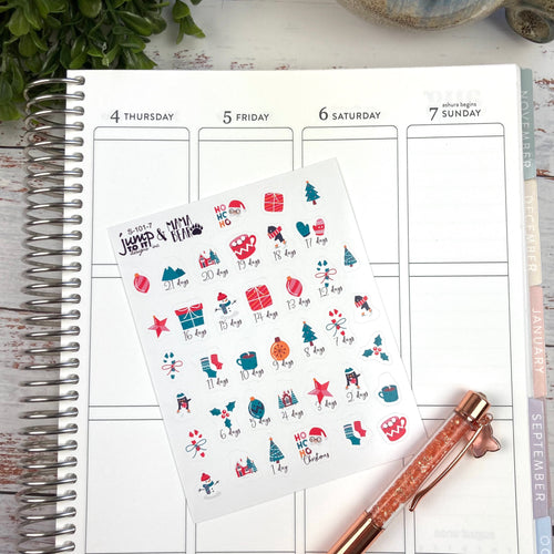 Christmas Countdown stickers - 21 days          (S-101-7)