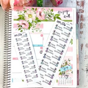 Happy Birthday planner stickers          (R-101-2&3)