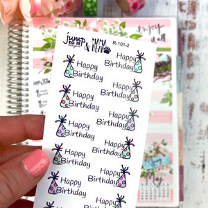 Happy Birthday planner stickers          (R-101-2&3)