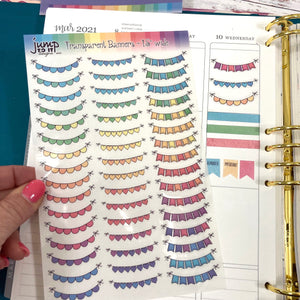 Transparent Dots, Tabs, Banners & Page Flags Planner Stickers    T-102/103/104/105