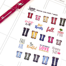 Load image into Gallery viewer, Rain boots fall autumn quotes planner stickers Wellies    (S-122-2)
