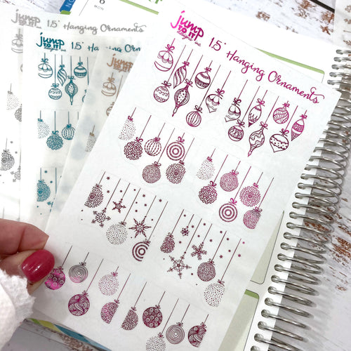 Foil - Christmas Hanging Ornaments stickers   (F-141+)