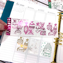 Load image into Gallery viewer, Foil - BURSTIES - Christmas- Gnomes, Ornaments &amp; Snowflakes stickers (F-115+)