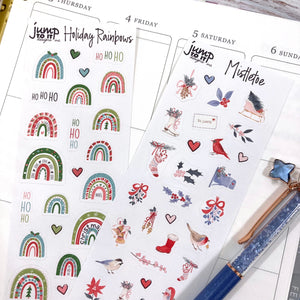 Christmas Holiday stickers Rainbow & Mistletoe         (S-109-1  S-109-2)