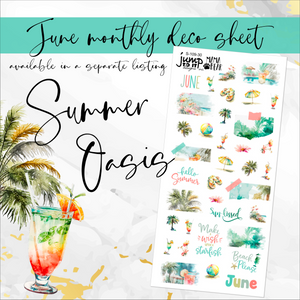 June Summer Oasis FOILED monthly - Hobonichi Cousin A5 personal planner