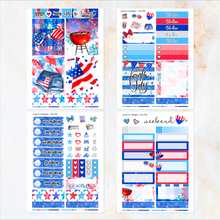 Load image into Gallery viewer, July 4th Red White Blue - POCKET Mini Weekly Kit Planner stickers