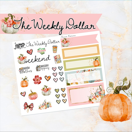 Harvest Romance - The Weekly Dollar - planner stickers    (WD-125)