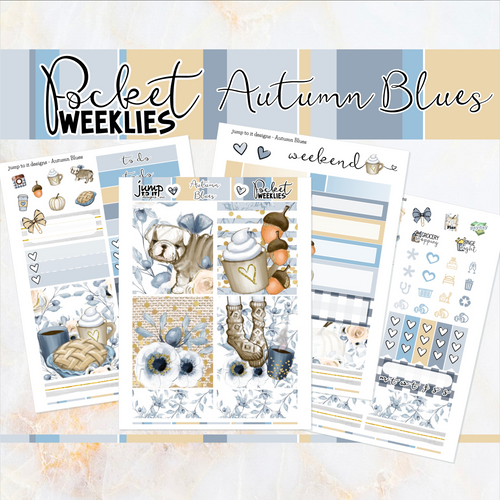 Autumn Blues - POCKET Mini Weekly Kit Planner stickers