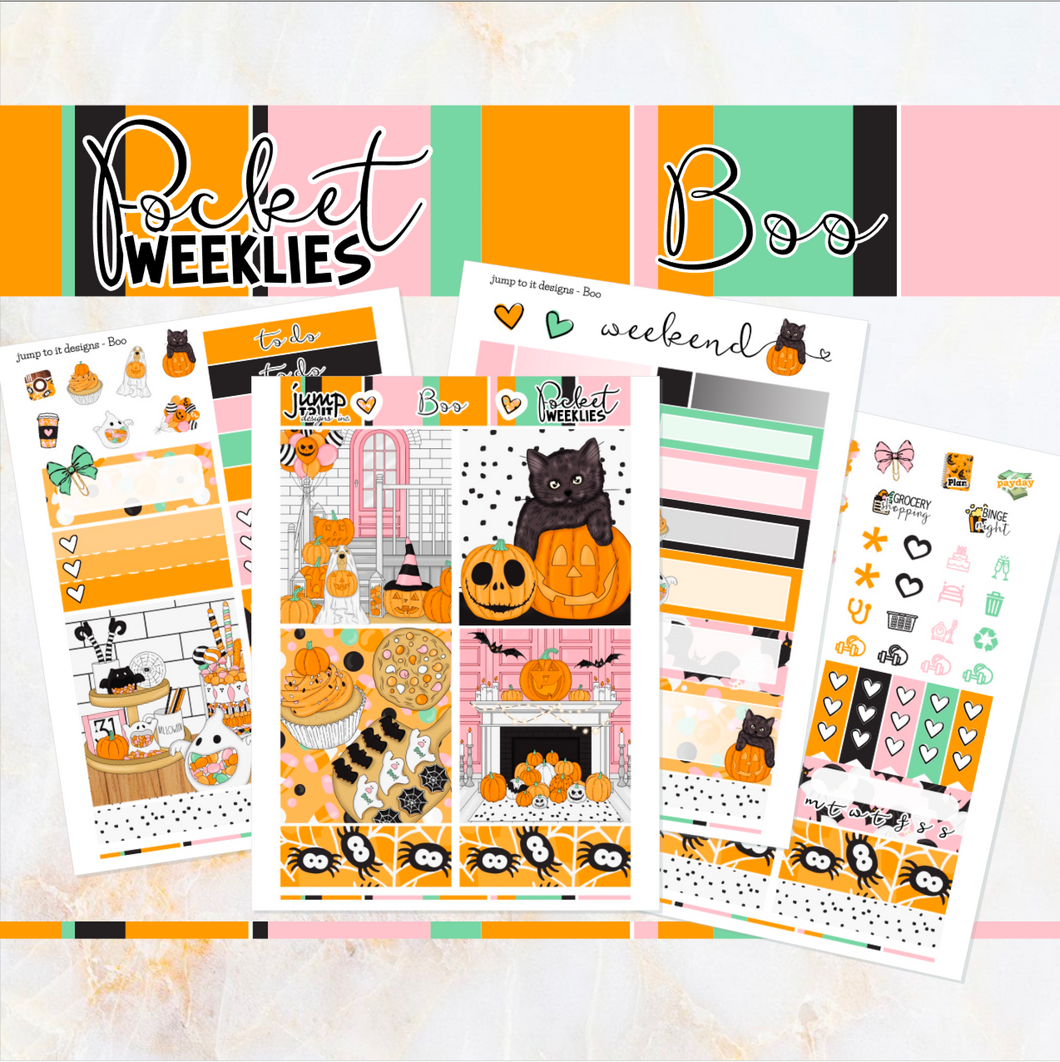 Boo Halloween - POCKET Mini Weekly Kit Planner stickers
