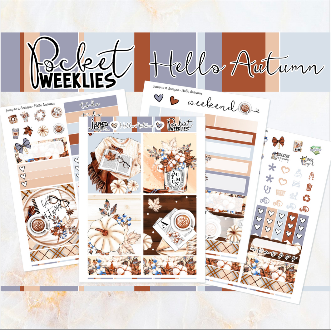Hello Autumn - POCKET Mini Weekly Kit Planner stickers