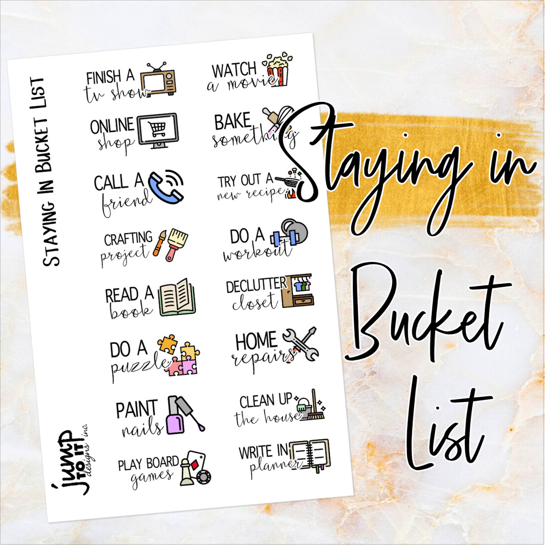 Staying In Bucket List planner stickers         (S-106-4)