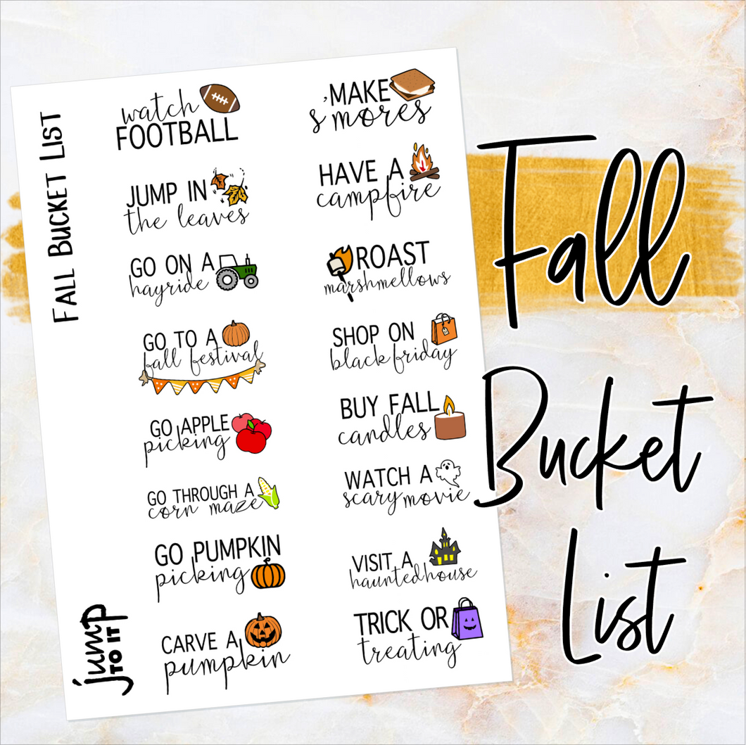 Fall Bucket List - planner stickers (S-106-2) – Jump To It Designs