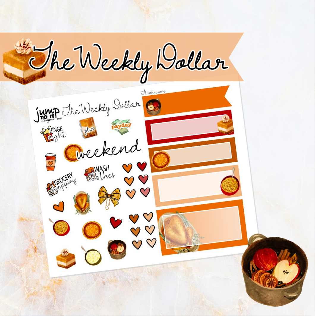 Thanksgiving - The Weekly Dollar - planner stickers        (WD-123)