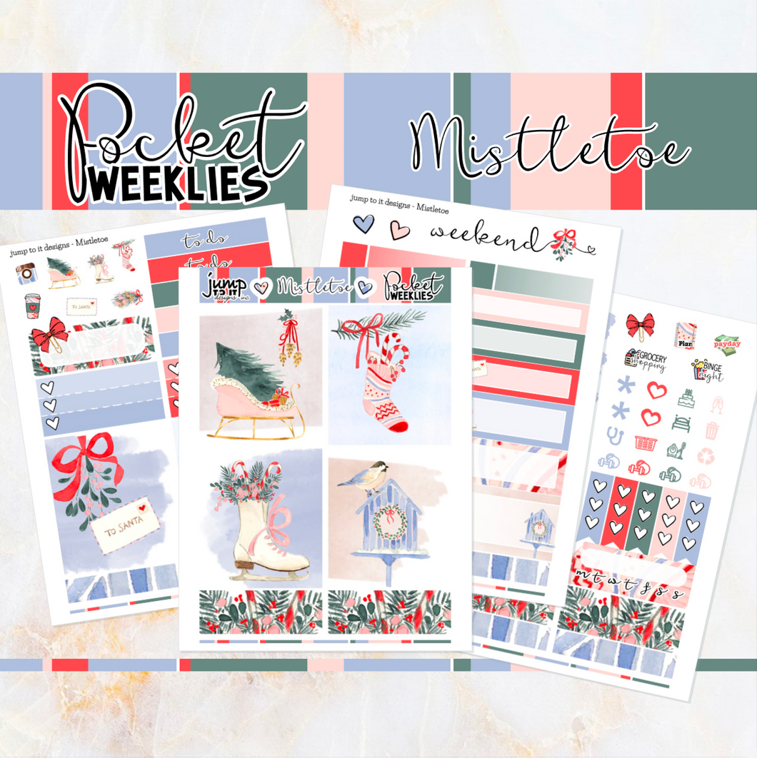 Mistletoe Christmas - POCKET Mini Weekly Kit Planner stickers