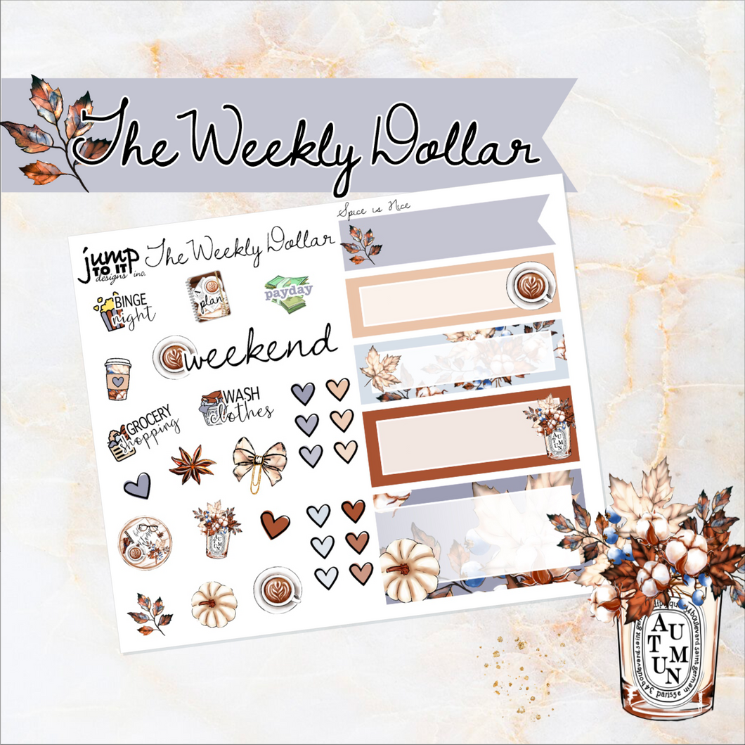 Spice is Nice - The Weekly Dollar - planner stickers     (WD-124)