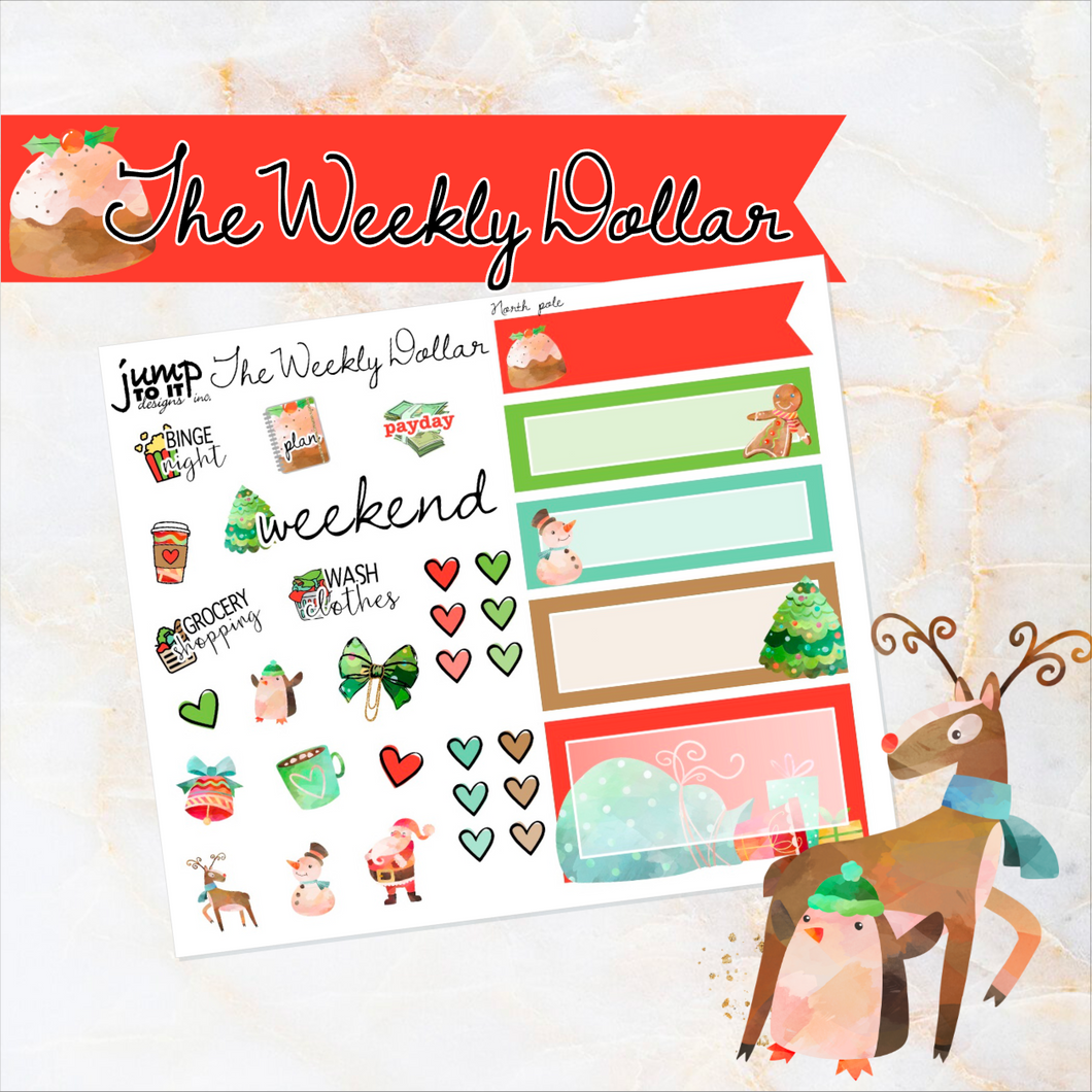 North Pole - The Weekly Dollar - planner stickers (WD-120)