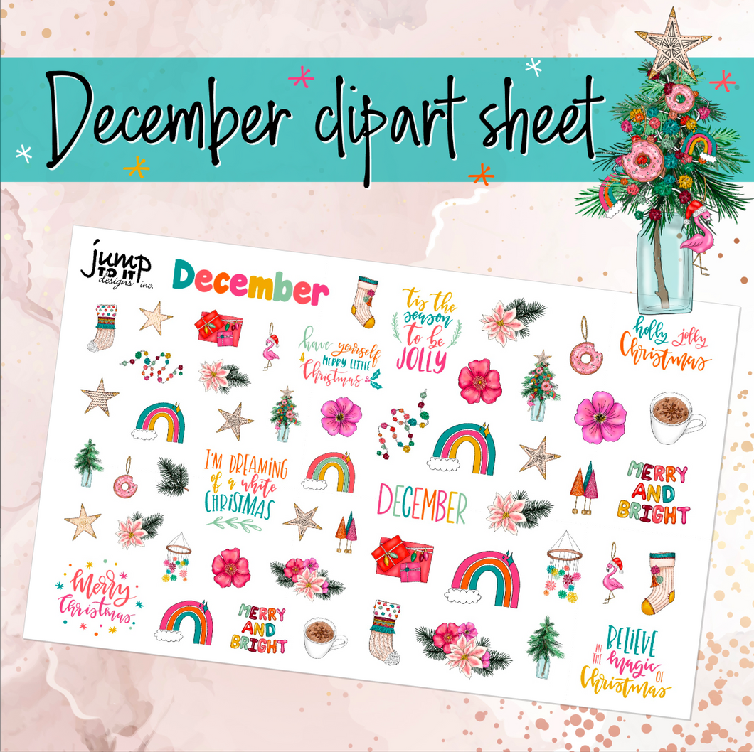December Deco / Clipart planner stickers            (S-118-12)