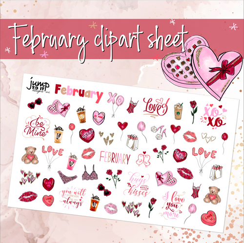 February Deco / Clipart planner stickers             (S-118-2)