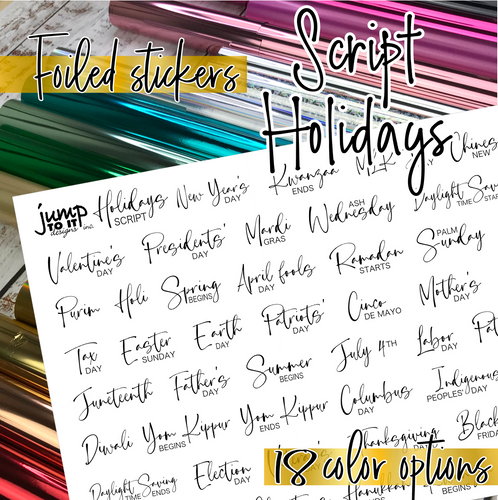 Foil - Holidays Script planner stickers   (F-142-1)