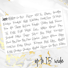 Load image into Gallery viewer, Foil - Holidays Script planner stickers   (F-142-1)