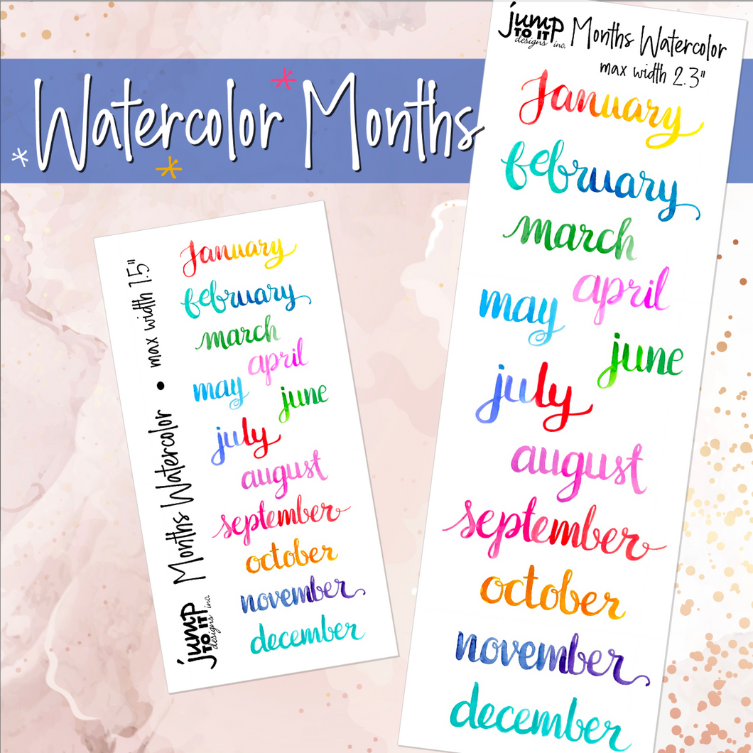 Months Watercolor stickers       (T-108+)