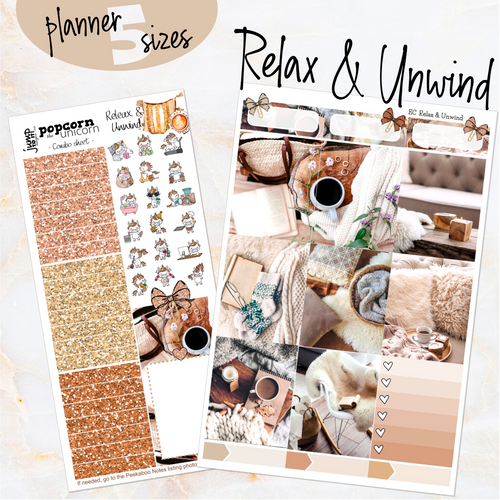 Relax & Unwind - weekly kit Erin Condren Vertical Horizontal, Happy Planner Classic, Mini & Big