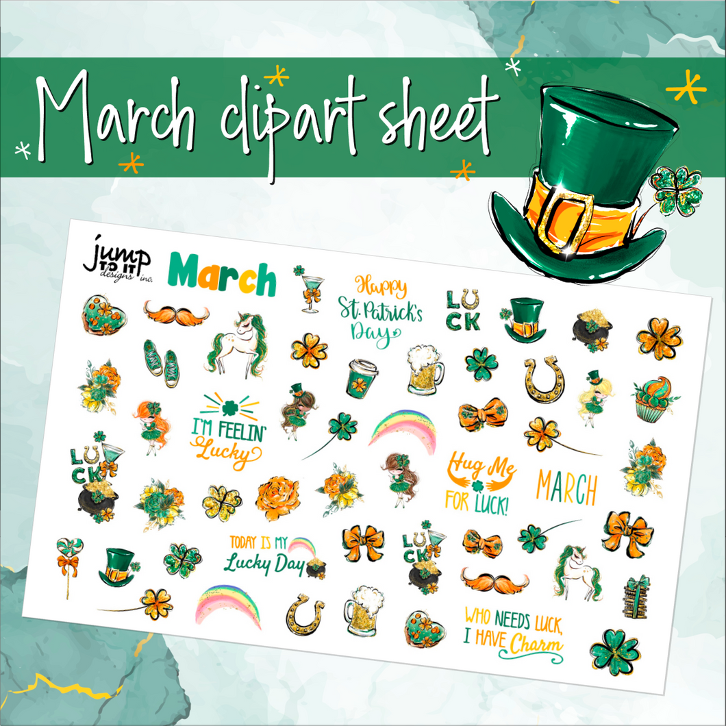 March Deco / Clipart planner stickers           (S-118-3)