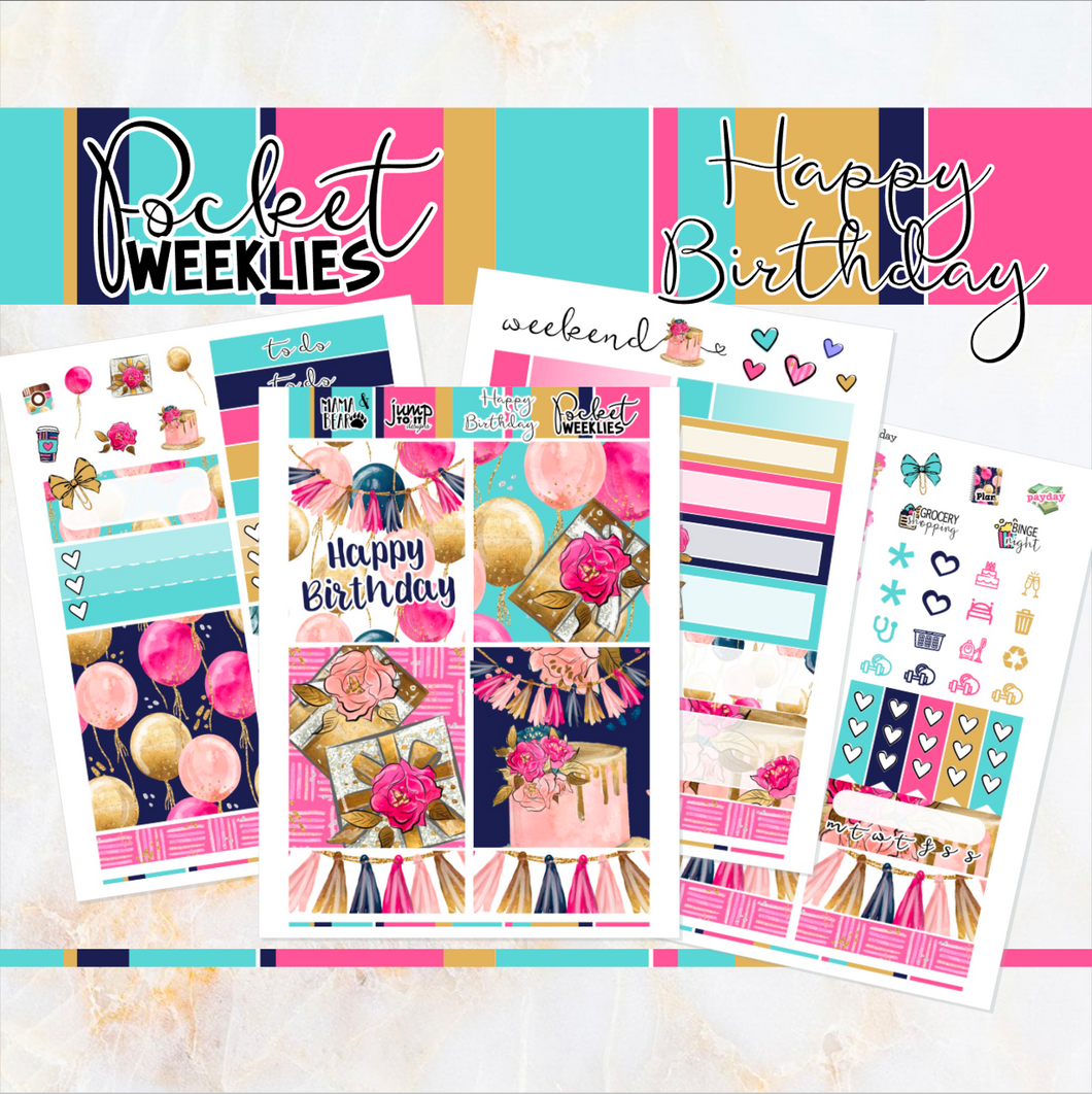 Happy Birthday - POCKET Mini Weekly Kit Planner stickers