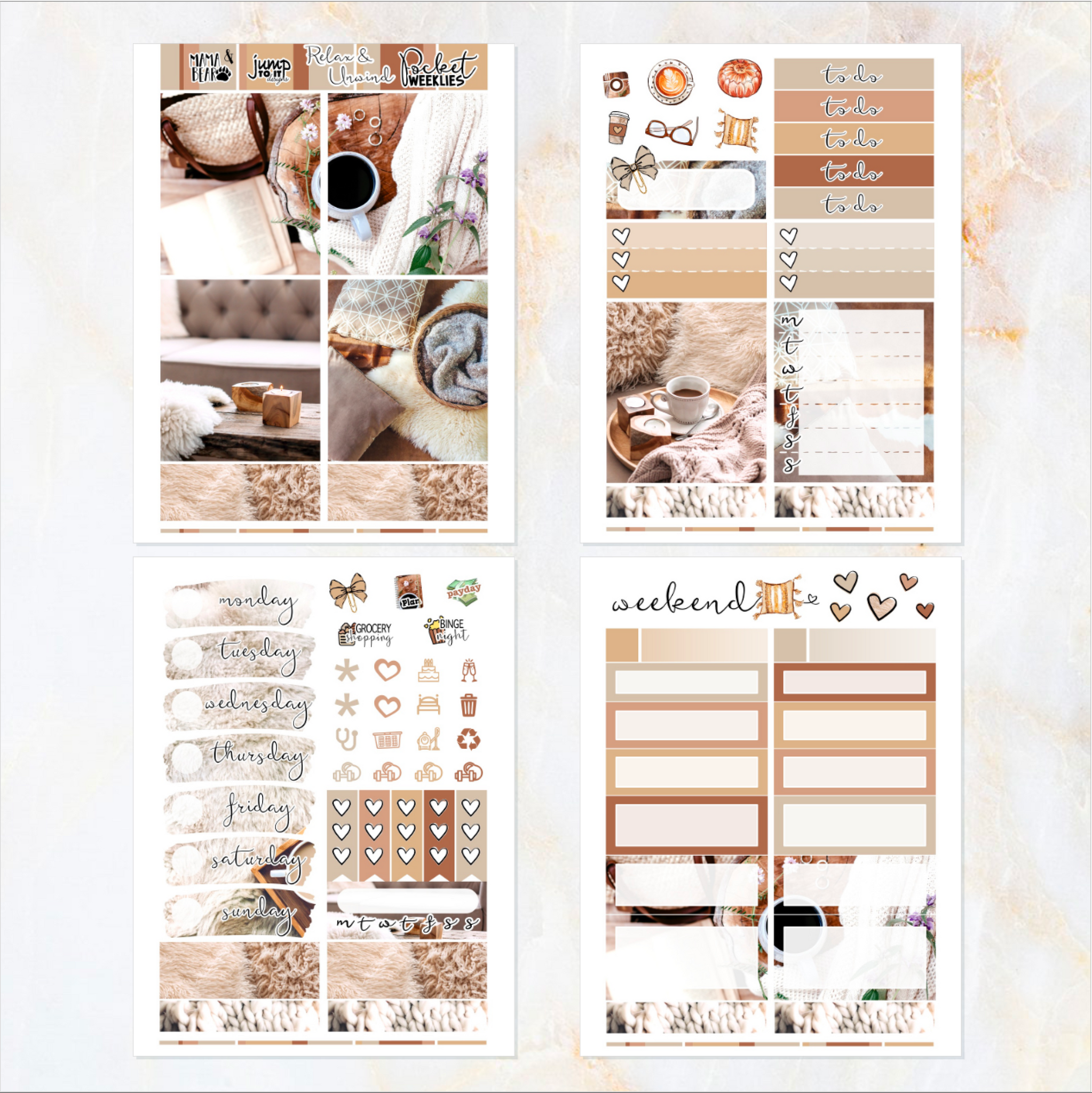 Relax & Unwind - POCKET Mini Weekly Kit Planner stickers – Jump To It  Designs