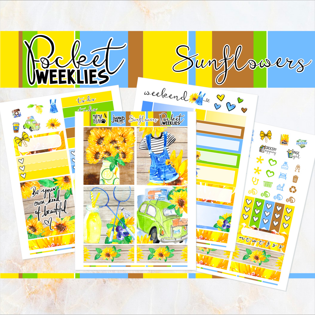 Sunflowers - POCKET Mini Weekly Kit Planner stickers