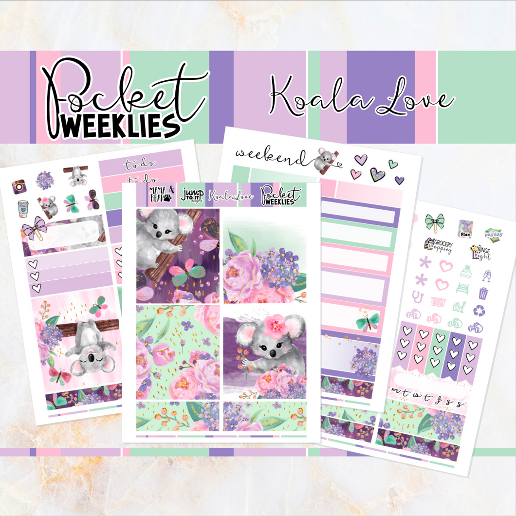 Koala Love - POCKET Mini Weekly Kit Planner stickers