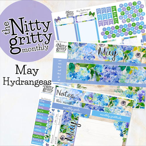 May Hydrangeas - The Nitty Gritty Monthly - Erin Condren Vertical Horizontal