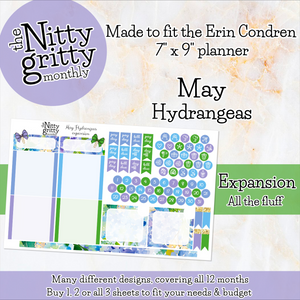 May Hydrangeas - The Nitty Gritty Monthly - Erin Condren Vertical Horizontal