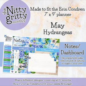 May Hydrangeas - The Nitty Gritty Monthly - Erin Condren Vertical Horizontal