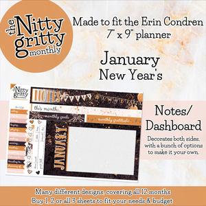 January New Year's Eve - The Nitty Gritty Monthly - Erin Condren Vertical Horizontal