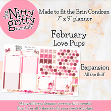 Load image into Gallery viewer, February Love Pups - The Nitty Gritty Monthly - Erin Condren Vertical Horizontal