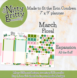 March Floral - The Nitty Gritty Monthly - Erin Condren Vertical Horizontal
