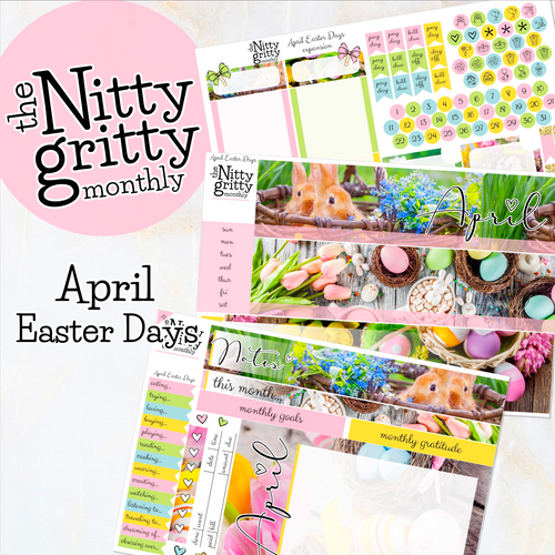April Easter Days - The Nitty Gritty Monthly - Erin Condren Vertical Horizontal