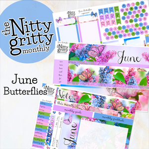 June Butterflies - The Nitty Gritty Monthly - Erin Condren Vertical Horizontal