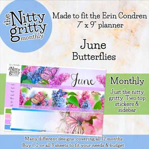 June Butterflies - The Nitty Gritty Monthly - Erin Condren Vertical Horizontal