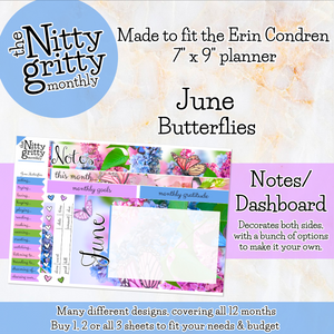 June Butterflies - The Nitty Gritty Monthly - Erin Condren Vertical Horizontal