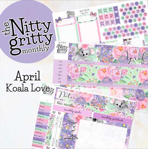 April Koala - The Nitty Gritty Monthly - Erin Condren Vertical Horizontal